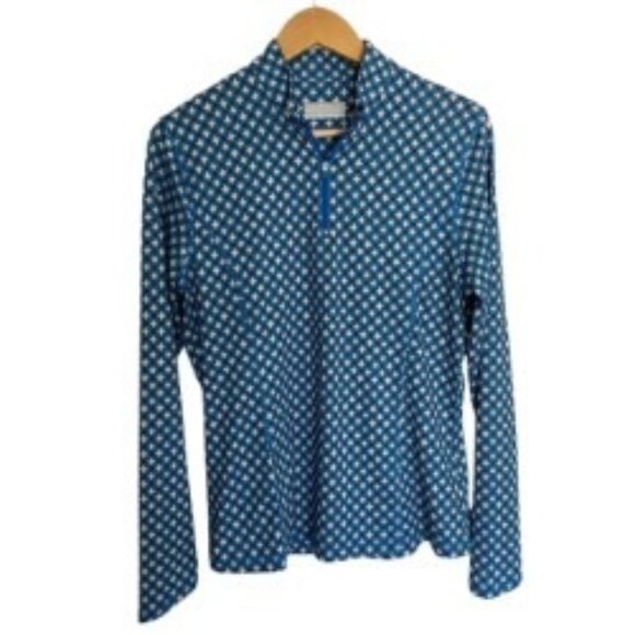 Callaway Blue Geo Print 1/4 Zip Golf Pullover Medium - Picture 2 of 5